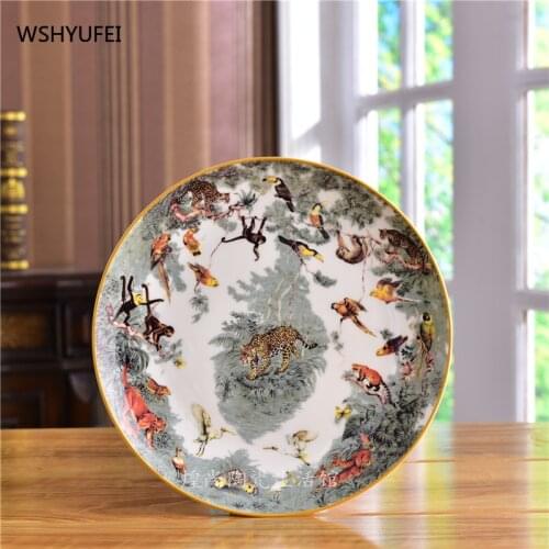 WSHYUFEI Phnom Penh Ceramic Plate China Steak cutlery Flat Plate Fruit Salad Plate Dishware Home Kitchen Tableware Decoration