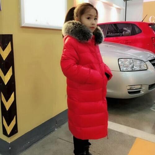 Girls Winter White Duck Down Jackets for Boys Waterproof Clothes Teen Natural Fur Hooded Warm Coats for Kids Parka -30 Degrees