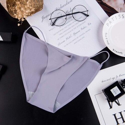 Ice Silk Thong Womens Panties Ladies Girls Ultra-thin Breathable Briefs G-string Solid Color Low-waist Sexy Women Underwear