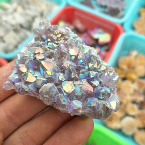 Natural Plated Color Crystal Cluster Mascot New Design