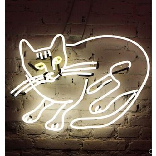 2021 New star Neon Sign Chinese Cat cute glass Tube smart home Lamp resterant light advertise custom DESIGN Impact Attract light