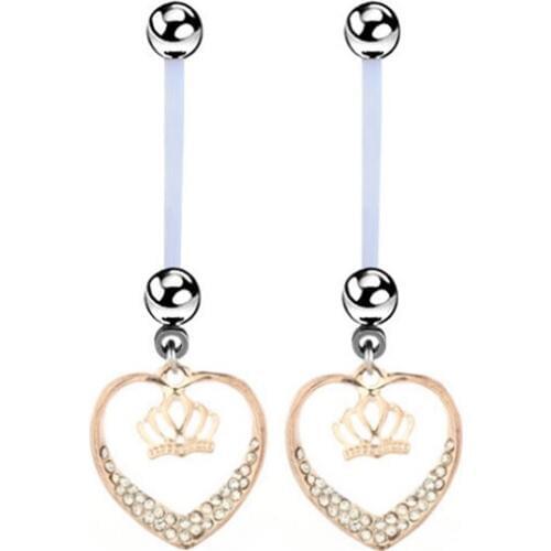 New Hot Sale Surgical Steel Dangle Heart Navel Rings Pregnant woman Navel Bars Fashion Belly Button Ring Piercing Body Jewelry