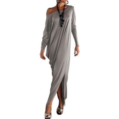 2016 New Arrival Sexy Black new autumn Long club Dress casual Cotton long sleeve Maxi ladies side slit dress Party dresses