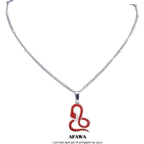 Snake Stainless Steel Red Crystal Pendant Necklace Women Silver Color Gothic Snake Necklaces Jewelry collar serpiente N4898S02