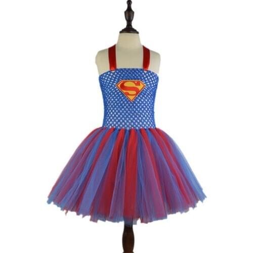 2017 New Child SuperGirl Ballet Tutu Dress Halloween Cosplay Costume Suplerman Party Dresses For Girls Fancy Summer Clothes Kids