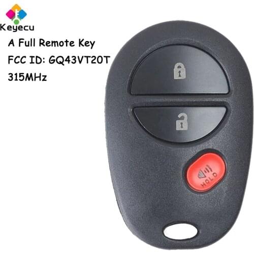 KEYECU Keyless Entry Remote Control Car Key With 3 Buttons - FOB for Toyota Tundra 2007 2008 2009 2010 2011 2012 FCC: GQ43VT20T