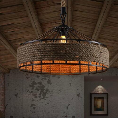 Retro Pendant Light Industrial Lighting Vintage Rope Pendant Light Vintage Edison Bulb Loft Rope Lampe Hanglamp Retro Ceiling
