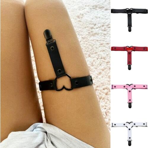 Pink Heart Leg Garter Goth Girl Grunge Straps Thigh Harness Gothic Harajuku Kawaii Accessories Body Jewelry