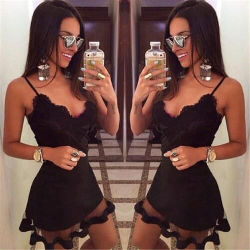 Hot Women Casual Bandage Bodycon Summer Sleeveless Lace Beach Party Evening Short Mini Dress Woman Dresses Casual Dress