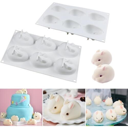 Cute 3D Rabbit Cake Mold DIY Handmade Baking Mould For Mousse Cake Chocolate Pastry Fondant Mold Cooking Decor Tools