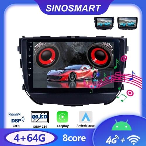 Sinosmart 8 Core,DSP 48EQ Car GPS Navigation Radio for Suzuki Vitara Brezza Baleno 2015-2019 2din 2.5D IPS/QLED Screen
