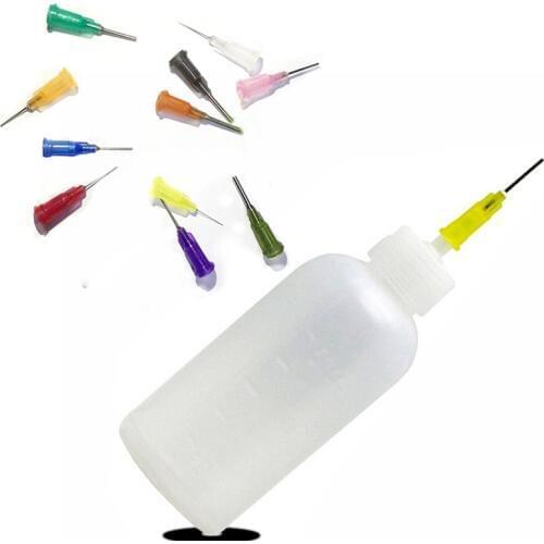 Top Quality Empty Transparent Polyethylene Needle Dispensing Dispenser Bottle for Rosin Solder Flux Paste + 11 Needles 50ml