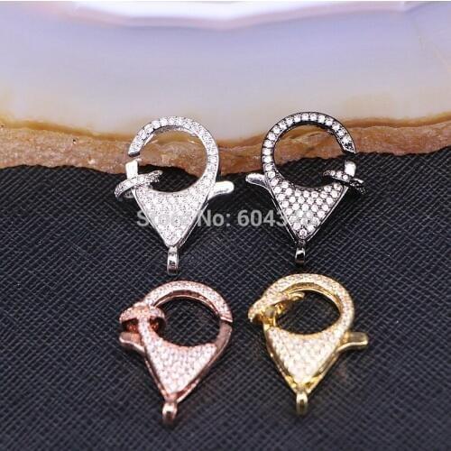 10PCS ZYZ180-9330 NEW Micro Pave Zircon necklace / bracelet Clasp, 16 * 26 mm, CZ Lobster Clasp DIY Making Jewelry