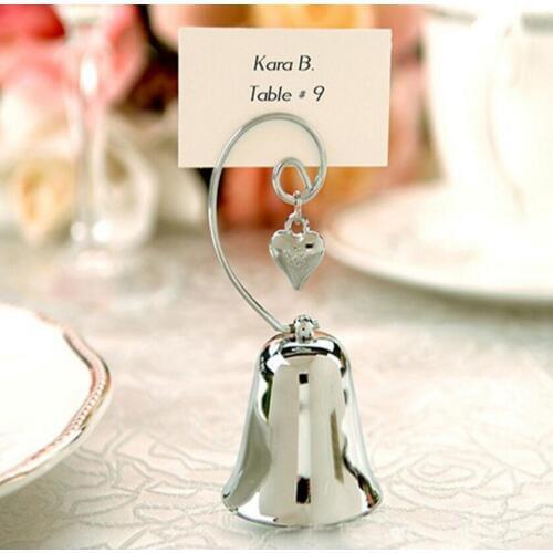 10pcs Silver Bell-shaped Name Number Table Place Card Holder For Wedding Party Favor Table Decoration