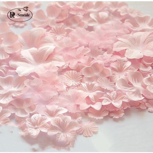 200PCS Pink DIY Handmade 3D Flower Wedding Dress Ingredients Pyrographic Eugen Yarn Headwear Materials RS1202