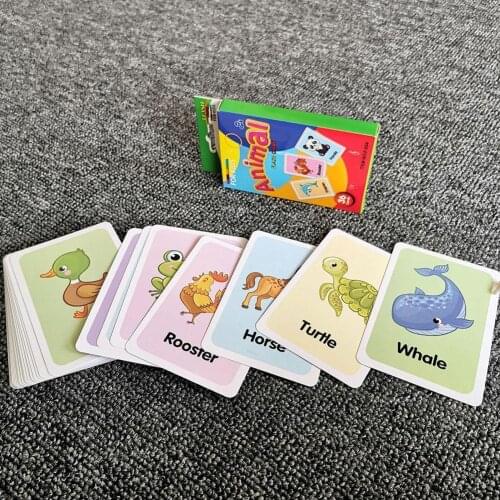 36Pcs Kids Cognition Puzzles Toys Toddler Cards Toy Animal Game Cognitive Set Flash Baby Teaching Fruit Card Life Cards Mat X6O6