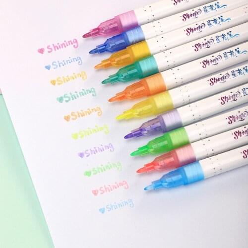 5pcs Shine Highlighter Pen Set Bling Glitter Shining Art Marker Color Drawing Paint for Journal Diary School Supplies A6243