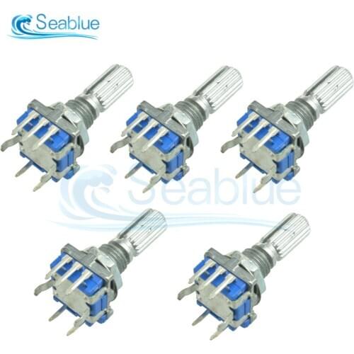 5Pcs/lot 15MM 20MM 5 Pins Plum Handle EC11 Rotary Encoder Switch Half Axis With Digital Potentiometer Switch