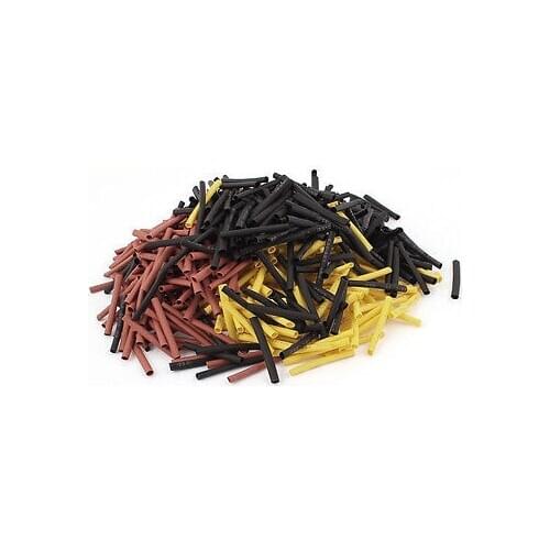 750pcs Ratio 2:1 Polyolefin 3mm Dia Heat Shrink Tube 40mm Red Black Yellow