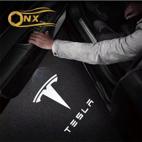 Car welcome lights modified projection light laser car door decoration Accessories For Tesla model x/y modelS model3
