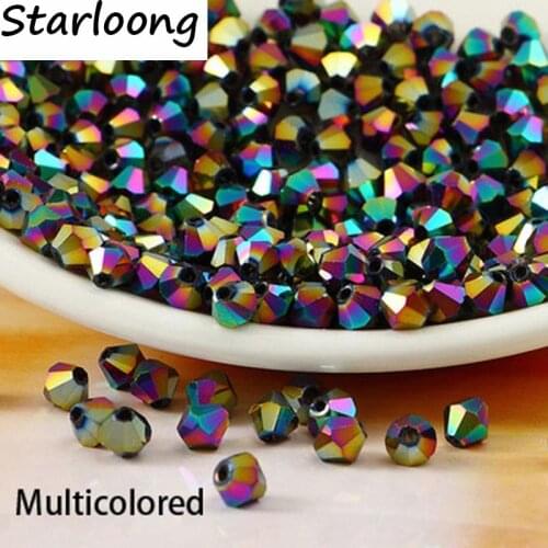 1pack multicolors AB plated 3-8mm Bicone rhombus Austria Crystal Beads Glass Beads Loose Spacer Beads for DIY Jewelry Making