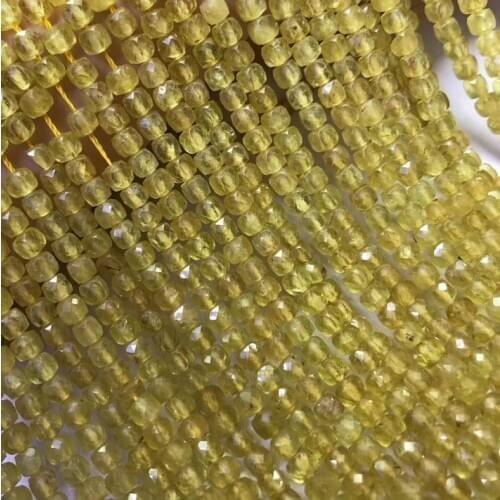 Natural yellow apatite cube beads for needlework grape stone faceted square seed perle Jewelry making DIY necklace bracelet