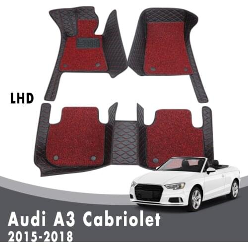 Double Layer Wire Loop Carpets For Audi A3 Cabriolet 2018 2017 2016 2015 Car Floor Mats Interior Accessories Custom Protector