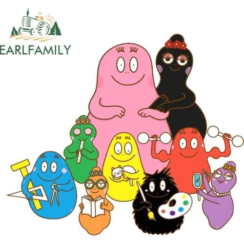 EARLFAMILY 13cm x 11.2cm for Barbapapa Cartoon Car Assessoires Stickers Air Conditioner Bumper Decals Scratch-Proof Car Styling