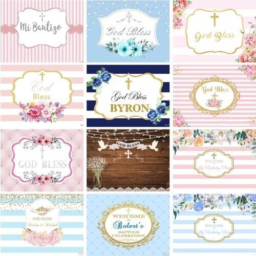 LEVOO Mi Bautizo Backdrop God Bless Baptism Celebration Cross Newborn Background Photography Photophone Photo Studio Prop Custom