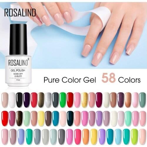 ROSALIND Gel 1 Pure Color 7ML 31-58 Gel Nail Polish Gift Design Of Nail Extension All For Manicure Primer Top Gel Varnishes Art