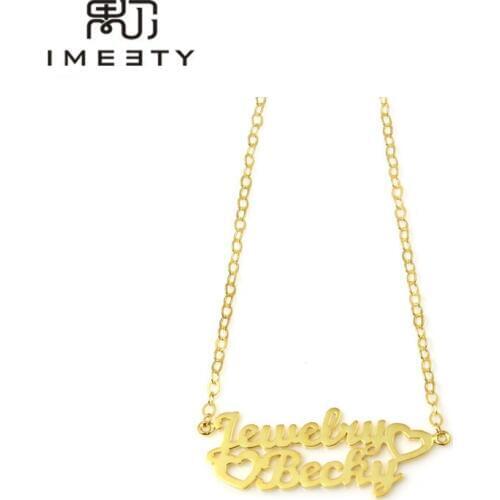 IMEETY personalized necklace with two names handmade layered name necklace in sterling silver double name couple necklace gift