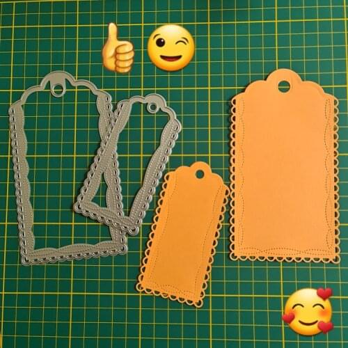 Scrapbooking Dies Metal 2pcs Scalloped Tags Frames Cutting Dies Craft Embossing Stamp Stencil Paper Card Making Template DIY