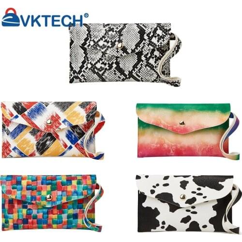 Fashion Mini Hand Bag Women PU Clutches Ladies Flap Pouch Snake Cow Graffiti Pattern Printing Gradient Color Wristlet Bag