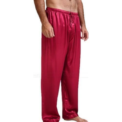 Mens Black Silk Mulberry Pajamas Pyjamas Pants Sleep Pants Bottoms S-XL HOT