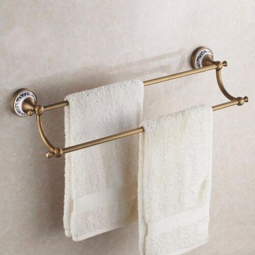 Wall Mounted Antique Brass Bathroom Accessory Double Towel Bar Towel Rail Towel Holder