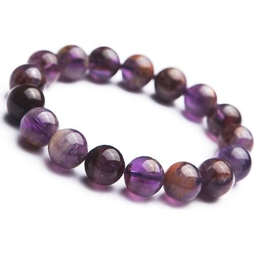 Genuine Natural Purple Phantom Quartz Women Stretch Fashion Round Beads Bracelet 13mm