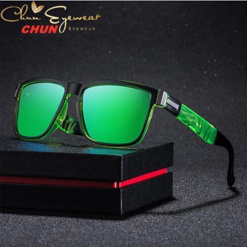 New Mirror Polarized Sunglasses Men Ultralight Glasses Frame Square Sport Sun Glasses Male UV400 Travel Goggles BM26 + CASE