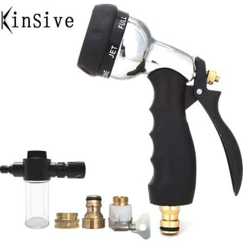 New Metal Garden Water Gun Hose Nozzle Watering Spray Multifunctional Foam Pot Car Wash Cleaning Watering Flower Tools Dropship