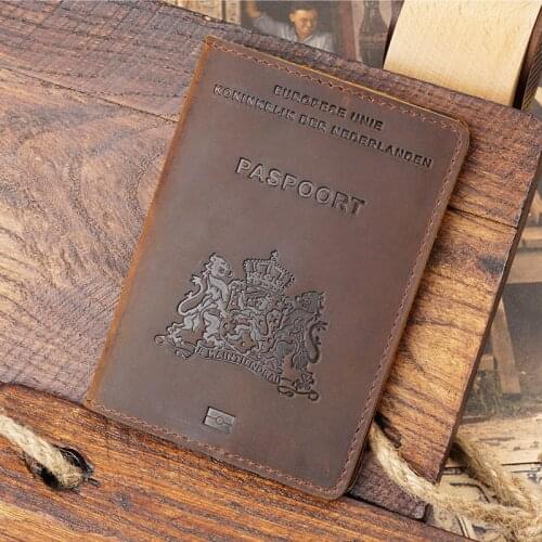 Genuine Leather Nederlands Passport Cover Men Leather Travel Passport holder nederland Business Travel Paspoort Hoesje