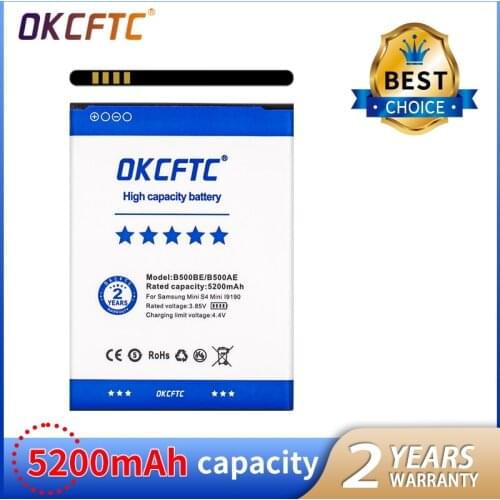 Original B500BE Battery For Samsung GALAXY S4 Mini I9190 I9192 I9195 I9198 S4Mini 3pins B500AE Replacement Phone Battery 5200mAh