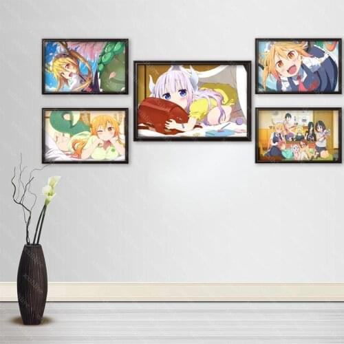 Custom Anime Miss Kobayashis Dragon Maid Silk Cloth Canvas Poster Home Decoration Wall Art Fabric Poster Print More Size