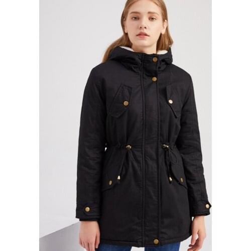 2021 Winter New Down Jacket Womens Cotton Hooded Plush Drawstring Long Womens Jacket Jacket Harajuku Waist Coat Thick Coat