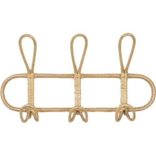Rattan Wall Hooks Kids Garments Organizer Rack Clothes Hat Hanging Hook Rattan Hanger Kids Room Decor Hanger