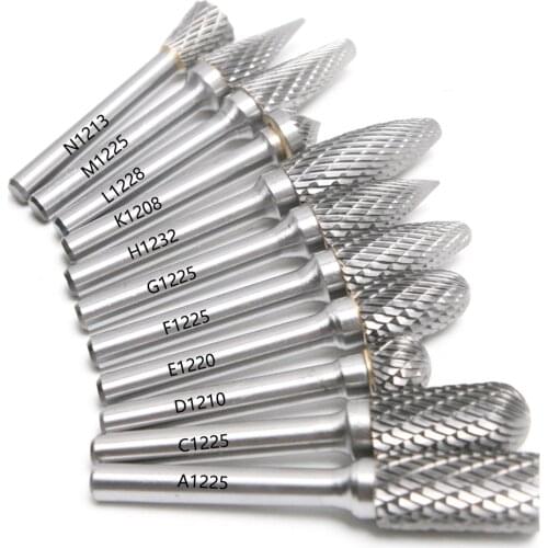 1pc 1/4"(6mm) Shank 12mm Diameter Tungsten Carbide Rotary File Double Cut Rotary Burr 8mm-32mm Blade Length Dremel Rotary Tool