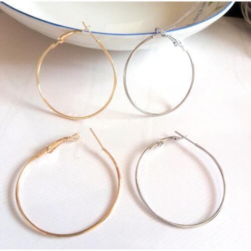 Hot 10pcs 4.0cm Fashion Women Gold /White K Hyperbole Ear Metal Hoop Earrings Brand New And High Quality