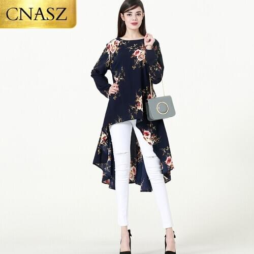 Floral Print Chiffon Blouse Shirt Long Sleeve Muslim Blouses Islamic Women Shirt And Tops