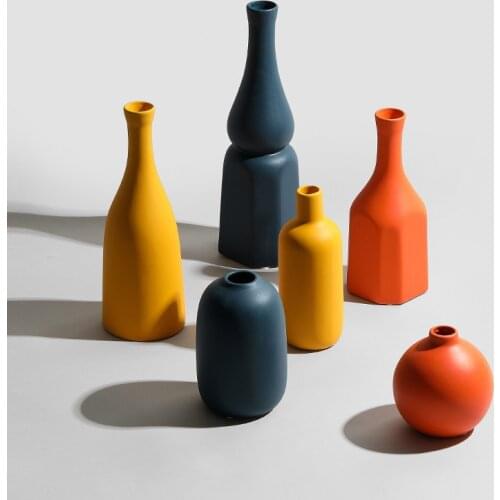 Modern Ceramic Flower Vases Colorful Plant Stand Nordic Home Decoration Accessories for Living Room Minimalist Decor Centerpiece