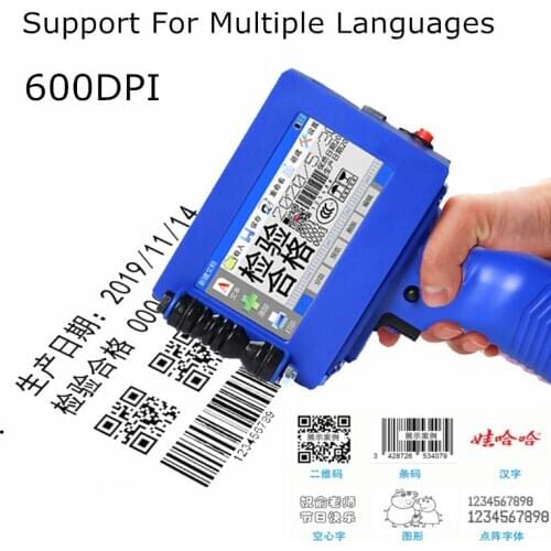 Inkjet Printer Multi sprinkler Languages QR Bar Batch Code Date Number Logo Expiry Date Label Mobile Hand Jet Thermal Printer