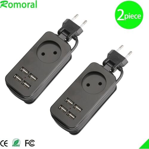 EU Power Strip With USB Portable Extension Socket European Plug 1.5m Cable Power Strip Travel Adapter