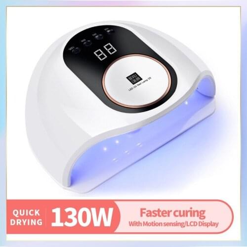 130W UV LED Nail Lamp Nail Dryer For Curing All Gel Polish Manicure Lamp With Smart Auto Sensing LCD Display Quick-dry Art Tools